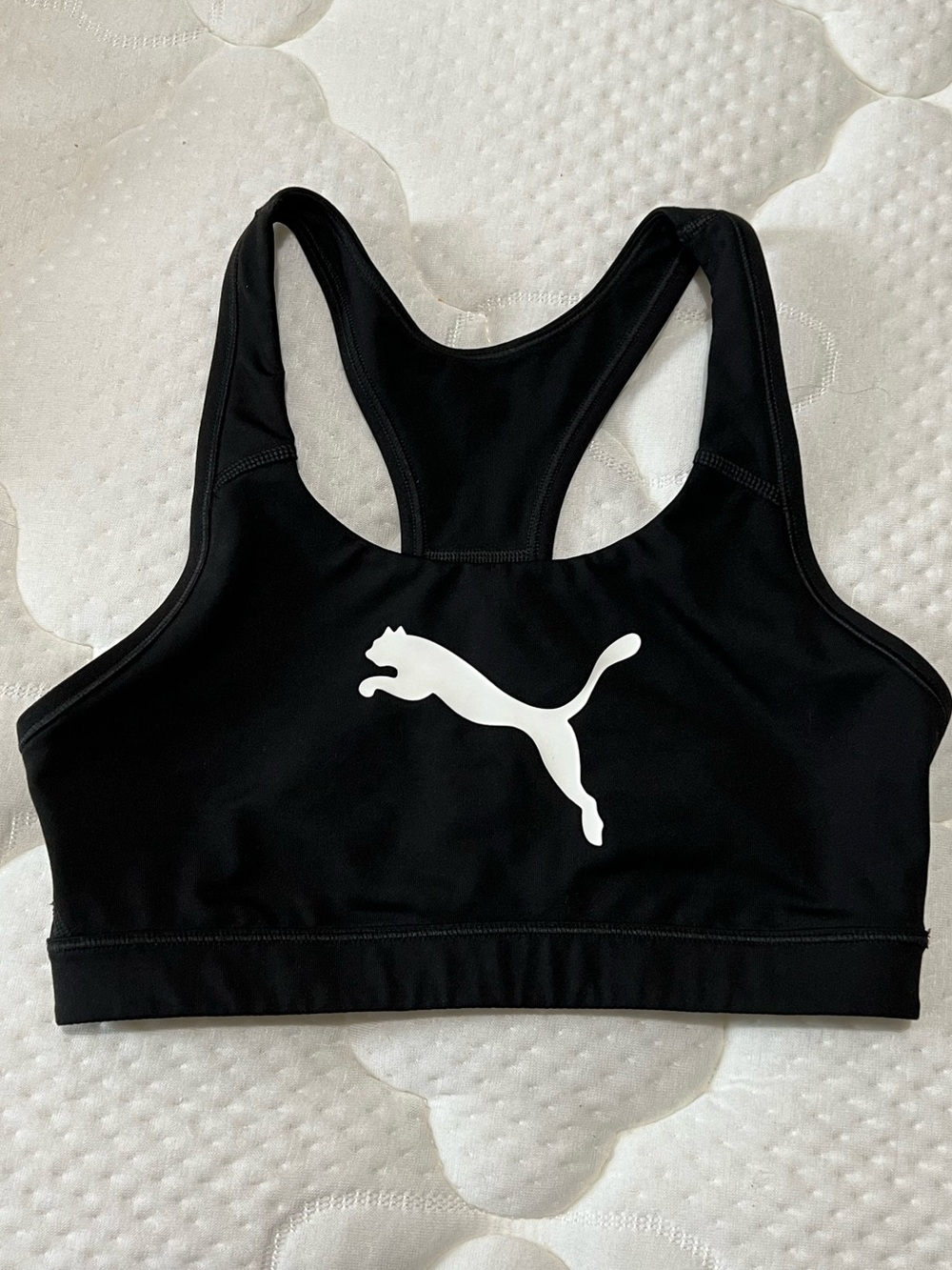 Puma Black Sports Bra with White Puma Logo